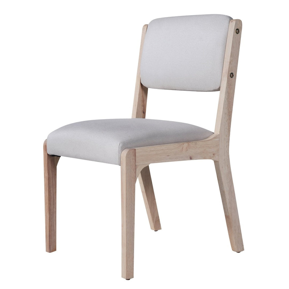 English Elm Wood Dining Chairs Set Of 2 - Modern Farmhouse Accent Chairs With Padded Seats In Beige Linen N842P300888A-GIGA