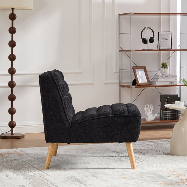 English Elm 24.4" Wide Modern Chenille Armless Accent Chair With Rubber Wood Legs - Ideal For Cozy Spaces W3098P308776