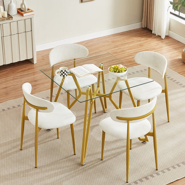 English Elm Set of 2 Velvet Dining Chairs Gold Metal Legs Curved Back Glam Kitchen Seating W1162P440046
