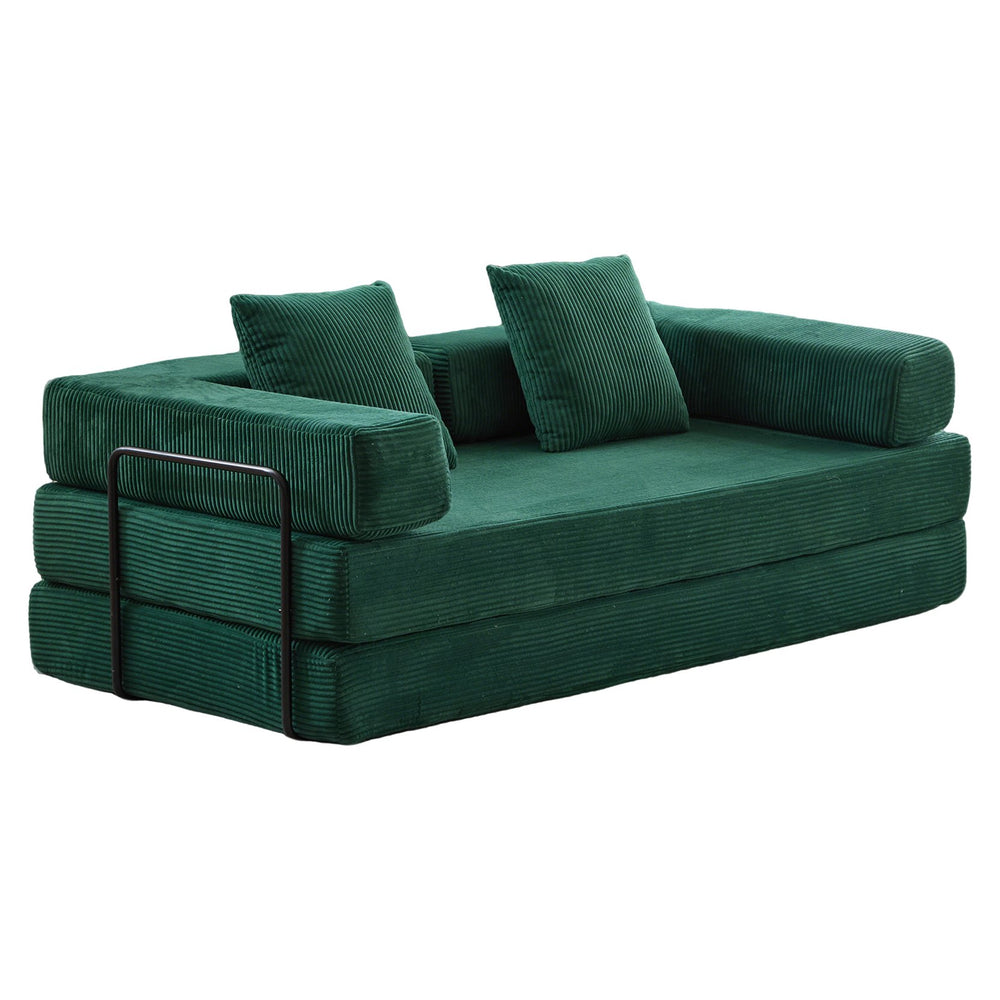 English Elm Floor Couch Convertible Sofa Bed With Pillow Back Support - Comfy Corduroy Lounge For Small Spaces W3723P345018