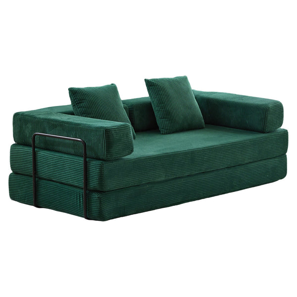English Elm Floor Couch Convertible Sofa Bed With Pillow Back Support - Comfy Corduroy Lounge For Small Spaces W3723P345018
