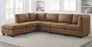 English Elm Faux Leather Modular Sectional Sofa Reconfigurable Pu Upholstery Living Room B2748S00046