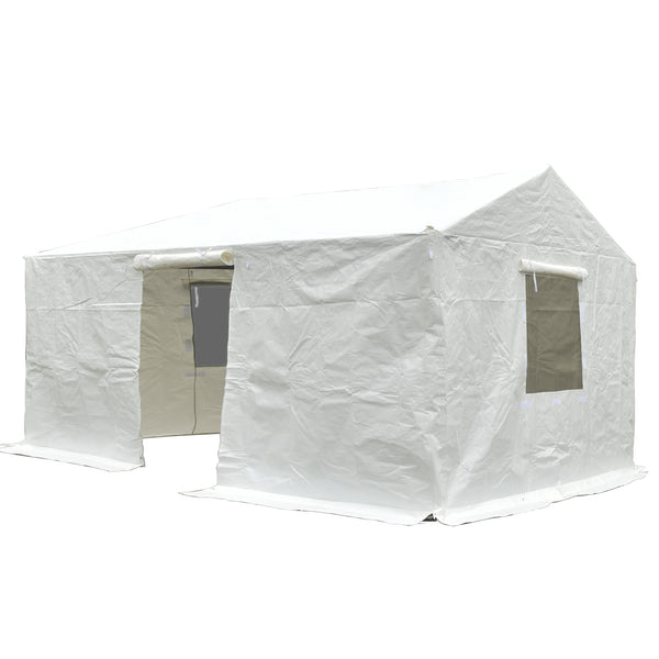 English Elm 12'x20' Gazebo Cover with Zippered Door & Mesh Windows, Windproof Waterproof Enclosure for Storage and All-Season Protection W1859P227658