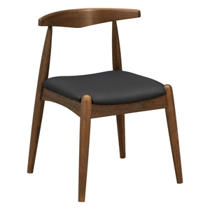 English Elm [video] Rubberwood Dining Chairs Set of 2 Faux Leather Ergonomic Retro Splayed Leg Design Walnut+Black N759P386879B