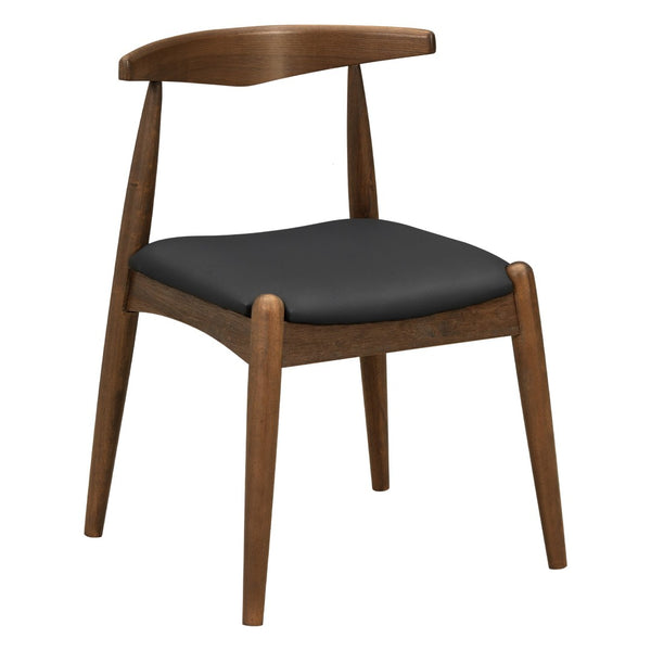 English Elm [video] Rubberwood Dining Chairs Set of 2 Faux Leather Ergonomic Retro Splayed Leg Design Walnut+Black N759P386879B