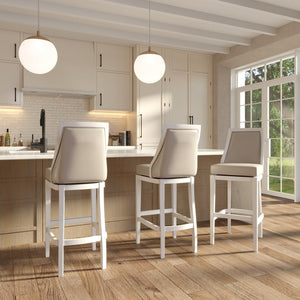 English Elm Swivel Bar Stool Tall Back Gray Faux Leather Seat Modern Kitchen Counter Height B2751P436457