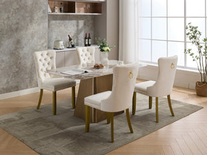 English Elm A&a Velvet Tufted Dining Chairs with Nailhead Trim Solid Wood Tapered Legs Set of 2 W1143P179487