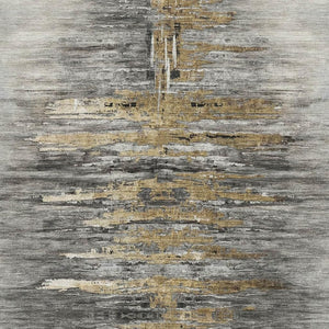 HomeRoots 8' X 10' Elegant Gray Silver Gold Abstract Washable Area Rug with UV Protection for Busy Homes 666009
