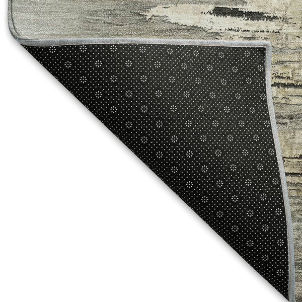 HomeRoots 10' X 14' Gray Silver & Gold Abstract Area Rug - Washable, UV-Protected, Durable for Modern Spaces 666011