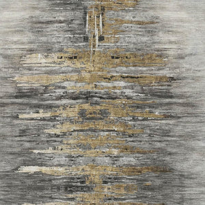 HomeRoots 10' X 14' Gray Silver & Gold Abstract Area Rug - Washable, UV-Protected, Durable for Modern Spaces 666011