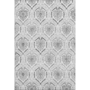 HomeRoots 5' X 8' Elegant Silver and Gray Medallion Area Rug - Washable, UV Protected, Pet-Friendly Design 666037