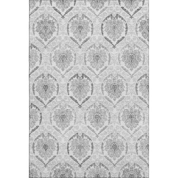 HomeRoots 5' X 8' Elegant Silver and Gray Medallion Area Rug - Washable, UV Protected, Pet-Friendly Design 666037