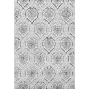 HomeRoots 5' X 8' Elegant Silver and Gray Medallion Area Rug - Washable, UV Protected, Pet-Friendly Design 666037