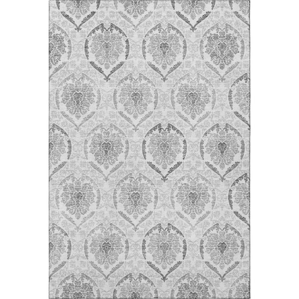HomeRoots 5' X 8' Elegant Silver and Gray Medallion Area Rug - Washable, UV Protected, Pet-Friendly Design 666037