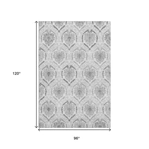 HomeRoots 8' X 10' Silver And Gray Medallion Area Rug – Washable, UV Protected, Durable for Busy Homes! 666039