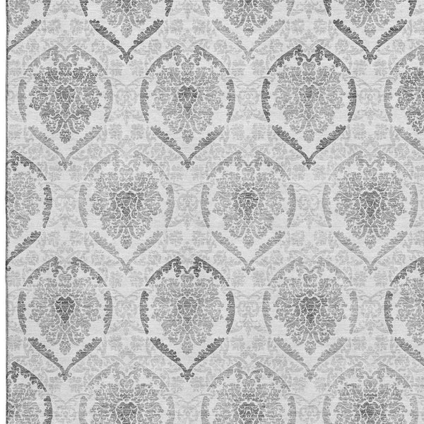 HomeRoots 8' X 10' Silver And Gray Medallion Area Rug – Washable, UV Protected, Durable for Busy Homes! 666039