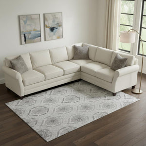 HomeRoots 9' X 12' Stylish Silver and Gray Medallion Area Rug - Washable, UV Protected, Perfect for High Traffic 666040