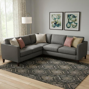 HomeRoots 8' X 10' Medallion Washable Area Rug - Stylish Black, Brown & Gray Design with UV & Stain Protection 666051