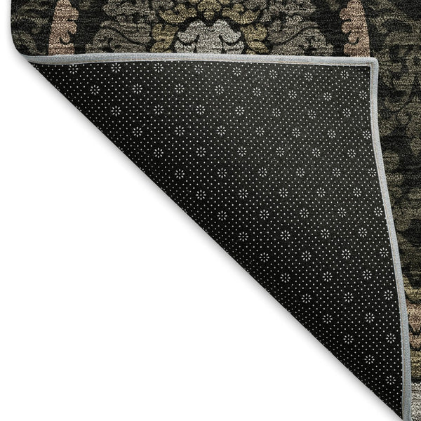 HomeRoots 8' X 10' Medallion Washable Area Rug - Stylish Black, Brown & Gray Design with UV & Stain Protection 666051