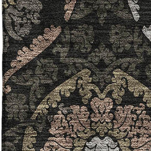 HomeRoots 8' X 10' Medallion Washable Area Rug - Stylish Black, Brown & Gray Design with UV & Stain Protection 666051