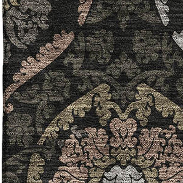 HomeRoots 8' X 10' Medallion Washable Area Rug - Stylish Black, Brown & Gray Design with UV & Stain Protection 666051