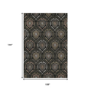 HomeRoots 9' X 12' Medallion Area Rug - Washable, Stain-Resistant, UV-Protected for Stylish Living Spaces 666052