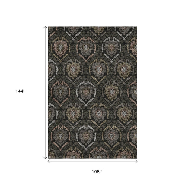 HomeRoots 9' X 12' Medallion Area Rug - Washable, Stain-Resistant, UV-Protected for Stylish Living Spaces 666052