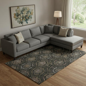 HomeRoots 9' X 12' Medallion Area Rug - Washable, Stain-Resistant, UV-Protected for Stylish Living Spaces 666052
