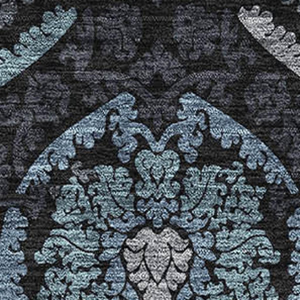 HomeRoots 8' X 10' Blue & Charcoal Medallion Area Rug - Washable, UV Protected, Perfect for Family Spaces! 666057