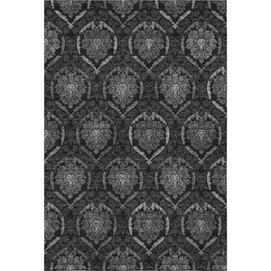 HomeRoots 5' Gray and Silver Medallion Area Rug - Washable, UV-Protected, Stain-Resistant, Stylish Design 666061