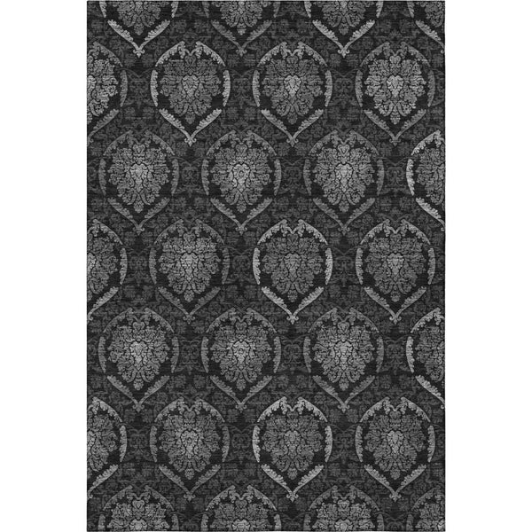 HomeRoots 5' Gray and Silver Medallion Area Rug - Washable, UV-Protected, Stain-Resistant, Stylish Design 666061