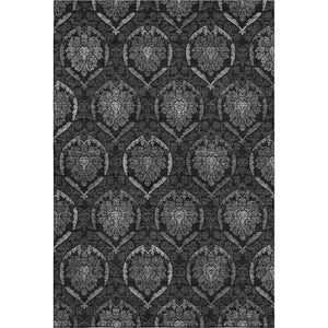 HomeRoots 8' X 10' Gray and Silver Medallion Area Rug - Washable, UV Resistant, Ideal for High-Traffic Spaces 666063