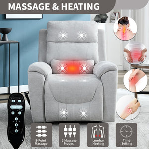 English Elm Dual Motor Power Lift Recliner with Massage Heat and Leatherair Upholstery 350 Lb W3224S00020