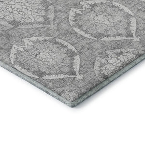 HomeRoots 8' X 10' Elegant Gray and Silver Medallion Washable Area Rug with UV Protection for Busy Homes 666093