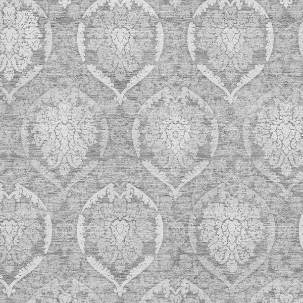 HomeRoots 8' X 10' Elegant Gray and Silver Medallion Washable Area Rug with UV Protection for Busy Homes 666093