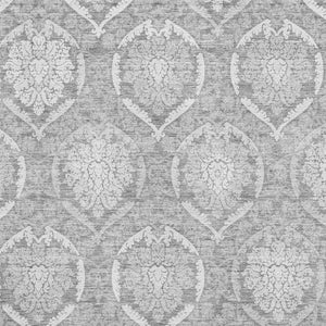 HomeRoots 9' X 12' Gray and Silver Medallion Area Rug - Washable, Stain-Resistant, UV Protected for Homes 666094