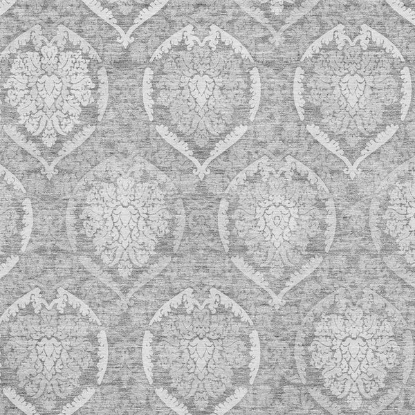 HomeRoots 9' X 12' Gray and Silver Medallion Area Rug - Washable, Stain-Resistant, UV Protected for Homes 666094