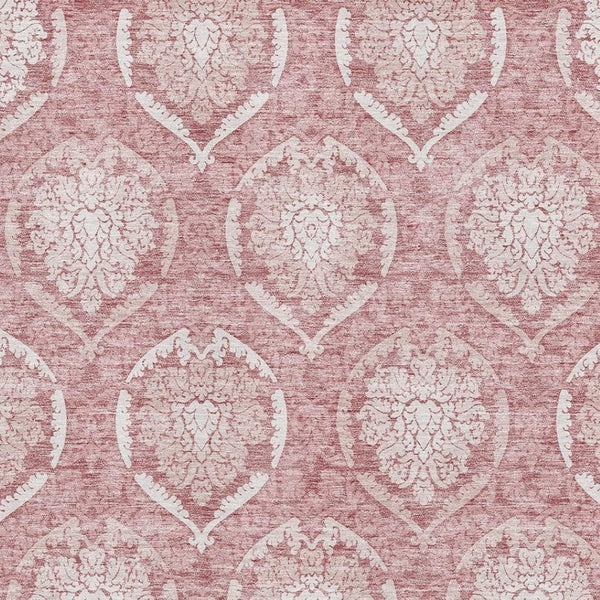HomeRoots 8' X 10' Pink & Ivory Medallion Area Rug - Washable, UV-Protected, Family-Friendly Decor Solution! 666099