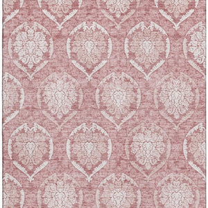 HomeRoots 8' X 10' Pink & Ivory Medallion Area Rug - Washable, UV-Protected, Family-Friendly Decor Solution! 666099