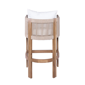 English Elm Christopher Knight Home® - Matera Teak & Beige Barstool Set of 2 – Acacia Wood, Rope Cording, Wraparound Back for Outdoor/Indoor seating N775P255942T