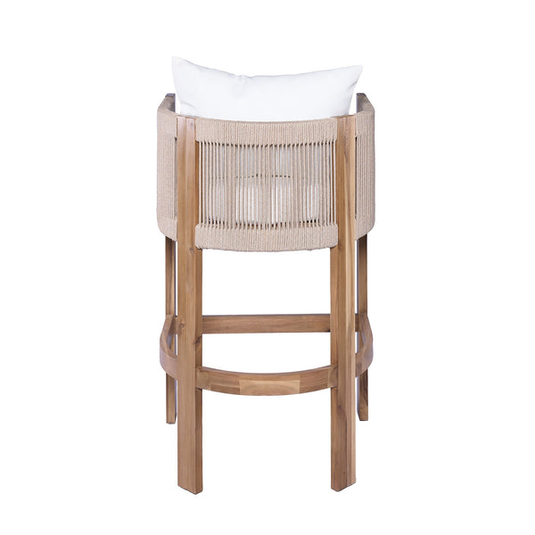 English Elm Christopher Knight Home® - Matera Teak & Beige Barstool Set of 2 – Acacia Wood, Rope Cording, Wraparound Back for Outdoor/Indoor seating N775P255942T