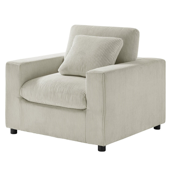 English Elm Chelsea Modern Armchair with Plush Down-Blend Cushions, Removable Covers & Solid Wood Legs Beige B050P402011
