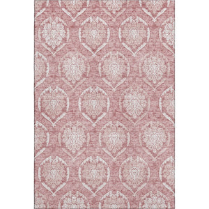 HomeRoots 9' X 12' Pink Medallion Area Rug - Washable, UV-Protected, Stain-Resistant for High-Traffic Spaces! 666100
