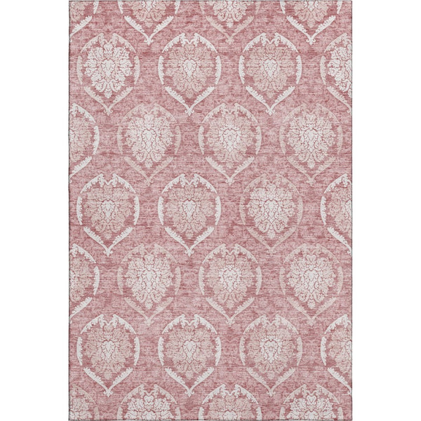 HomeRoots 9' X 12' Pink Medallion Area Rug - Washable, UV-Protected, Stain-Resistant for High-Traffic Spaces! 666100