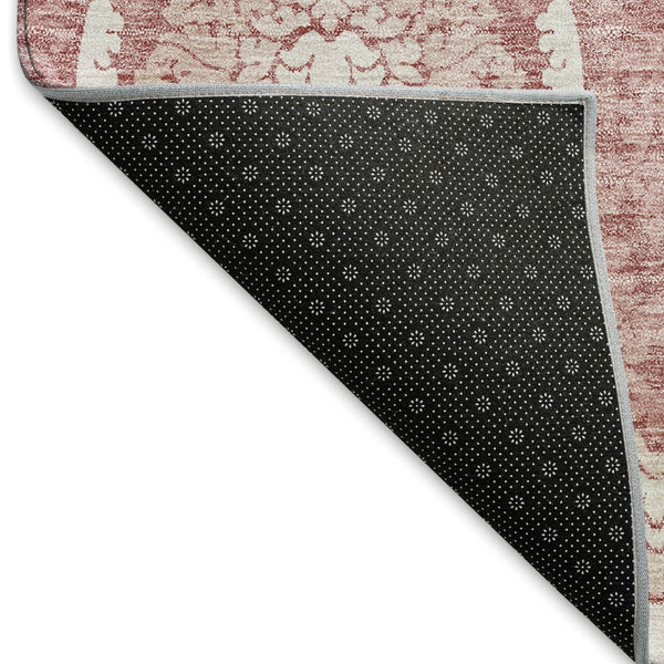 HomeRoots 9' X 12' Pink Medallion Area Rug - Washable, UV-Protected, Stain-Resistant for High-Traffic Spaces! 666100