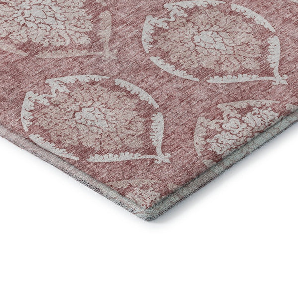 HomeRoots 9' X 12' Pink Medallion Area Rug - Washable, UV-Protected, Stain-Resistant for High-Traffic Spaces! 666100