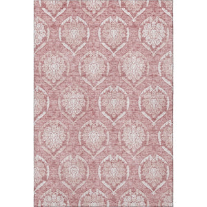 HomeRoots 9' X 12' Pink Medallion Area Rug - Washable, UV-Protected, Stain-Resistant for High-Traffic Spaces! 666100