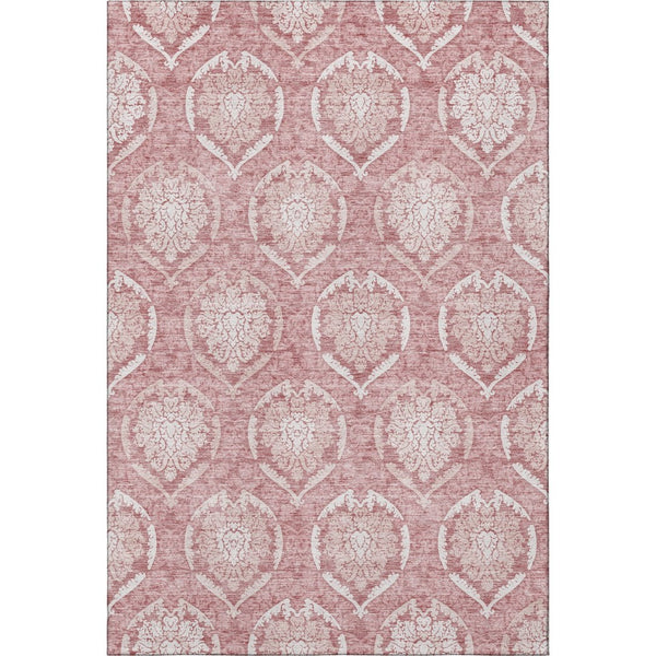 HomeRoots 9' X 12' Pink Medallion Area Rug - Washable, UV-Protected, Stain-Resistant for High-Traffic Spaces! 666100