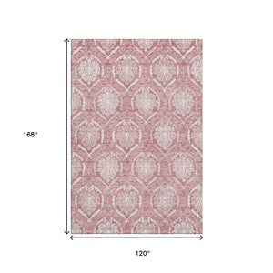 HomeRoots 10' Pink and Ivory Medallion Washable Area Rug - UV Protected, Durable, Perfect for Any Space! 666101