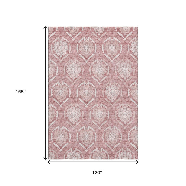 HomeRoots 10' Pink and Ivory Medallion Washable Area Rug - UV Protected, Durable, Perfect for Any Space! 666101